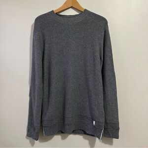 Quiksilver The Knit Crew Fisherman Crewneck Charcoal Sweater Size S Minimalist